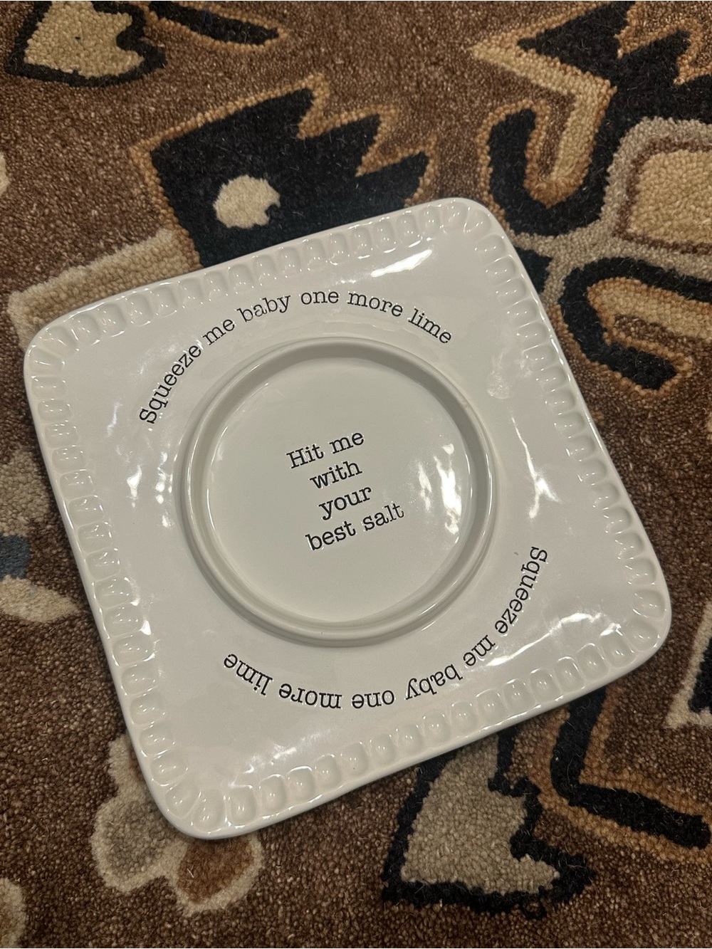Mud Pie White Ceramic Lime & Salt Square Plate